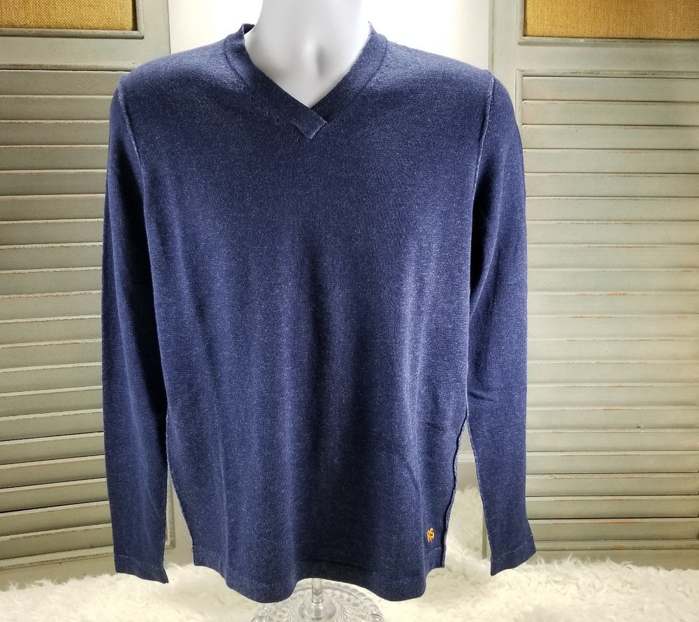 Reyn Spooner V-Neck Sweater Blue Indigo Color NWT